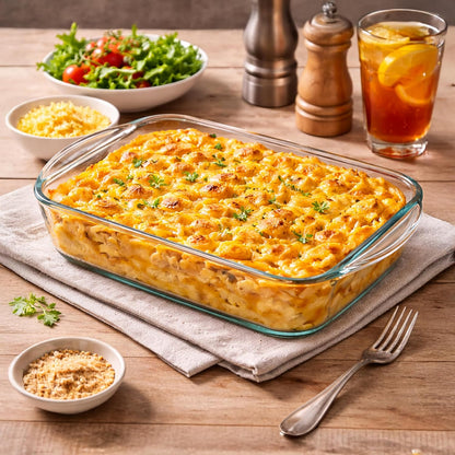 Ums 2-Qt Glass Baking Dish - Borosilicate Casserole with Lid | Oven, Microwave & Dishwasher Safe (13" x 7.5" x 2.4")