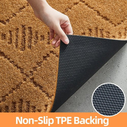 Front Door Mat Indoor Outside Entrance, Heavy Duty Dirt Trapper Coir Doormat with Non Slip Backing Entryway Rug for Front Back Door, 17x30, Brown
