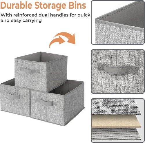 Granny Says Storage Baskets - Medium Gray Fabric Organizers with Handles | 3-Pack Closet Storage Bins