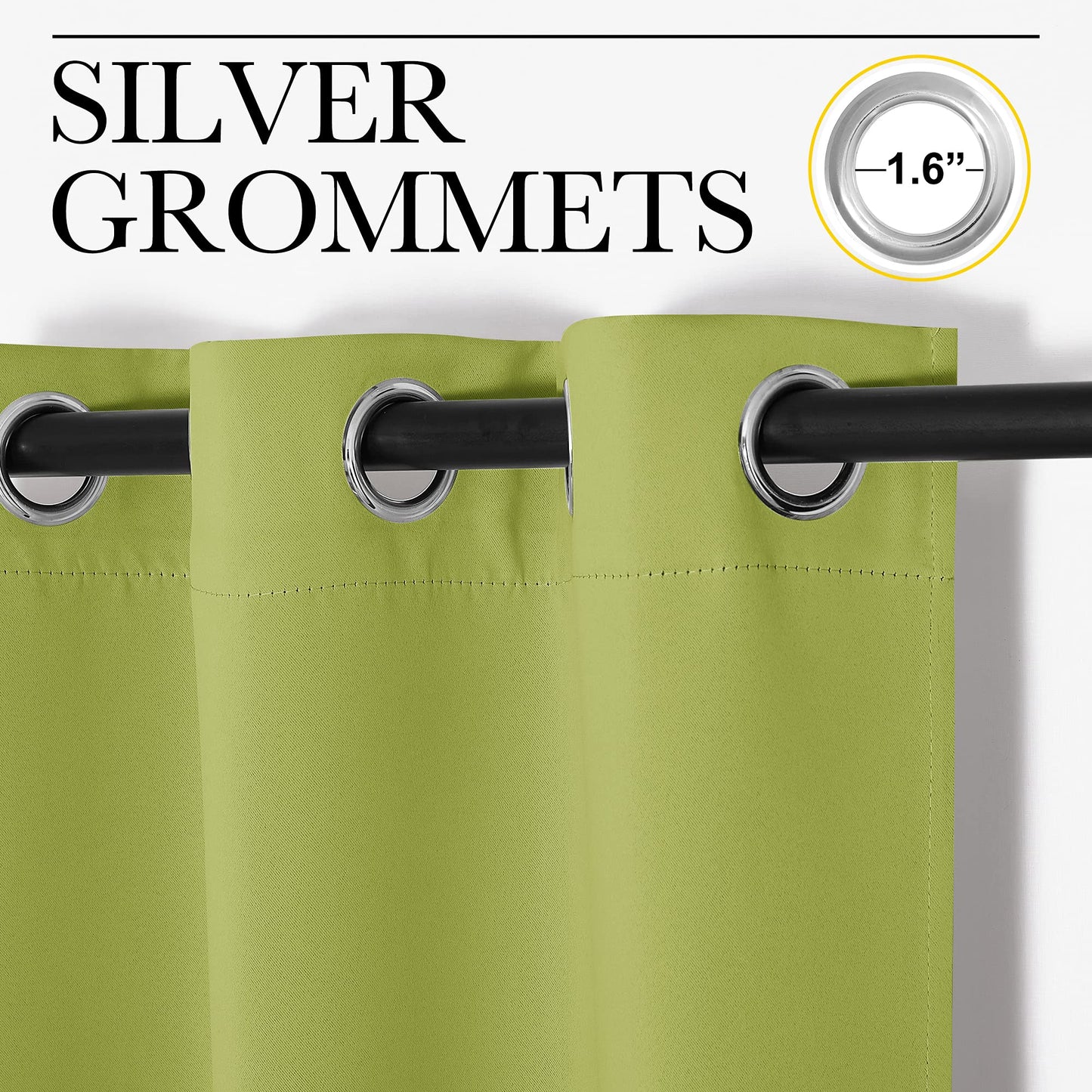 NICETOWN Green Blackout Curtains Window Panels, Window Treatment Thermal Insulated Solid Grommet Blackout Draperies/Drapes for Christmas Bedroom (Set of 2, 34 by 84 Long, Fresh Green)