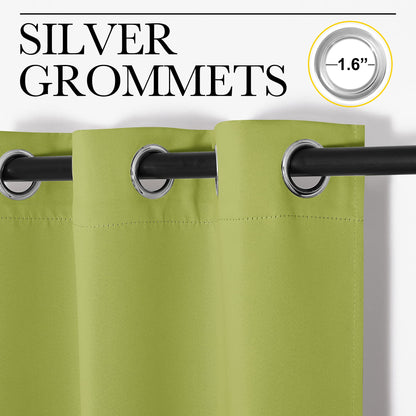 NICETOWN Green Blackout Curtains Window Panels, Window Treatment Thermal Insulated Solid Grommet Blackout Draperies/Drapes for Christmas Bedroom (Set of 2, 34 by 84 Long, Fresh Green)
