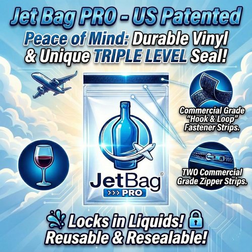 JetBag PRO Protective & Absorbent Wine Bag - Triple Layer, Triple Seal, Absorbs 750 ml - (2 Pack, Bold Design) - Professional