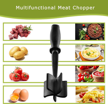Skiennix Meat Chopper - Heat Resistant 5-Blade Ground Beef Masher | Nylon Kitchen Tool