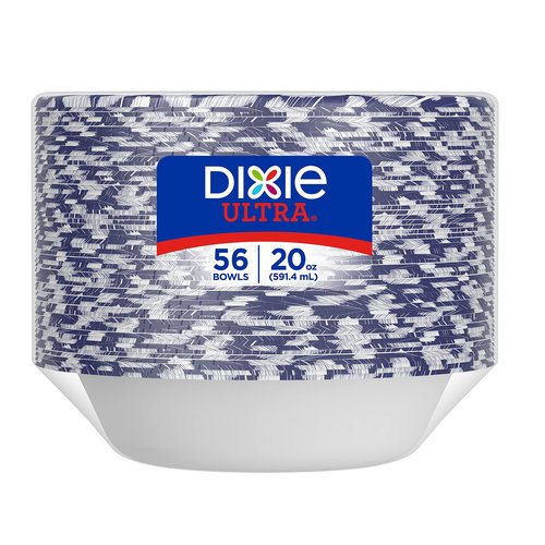 Dixie Ultra® Disposable Paper Bowls, 20 ounce, Dinner Size Printed Disposable Bowls, 56 Count (1 Pack of 56 Bowls),