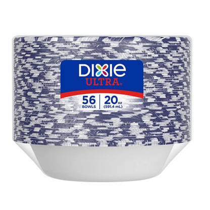 Dixie Ultra® Disposable Paper Bowls, 20 ounce, Dinner Size Printed Disposable Bowls, 56 Count (1 Pack of 56 Bowls),