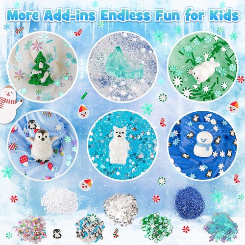 LAWOHO Snow Slime Kit - 6 Packs of Butter, Clear, Water & Cloud Slimes with Charms | Fun Slime Making Set for Kids