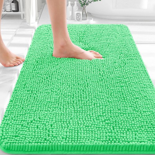 OLANLY Bathroom Rugs 30x20, Extra Soft Absorbent Chenille Bath Rugs, Rubber Backing Quick Dry, Machine Washable Bath Mats for Bathroom Floor, Tub and Shower, Home Decor Accessories, Mint Green