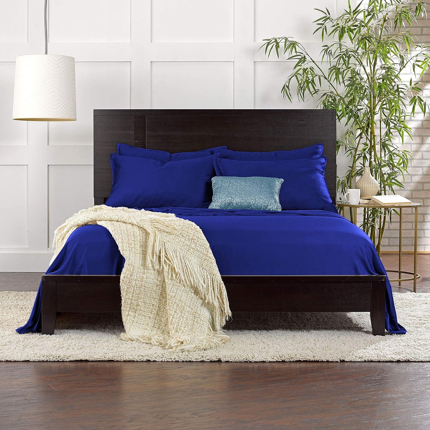 Pure Bamboo Split King Sheets - 100% Organic Viscose Bed Sheet Set, Soft & Cooling, Cobalt Blue