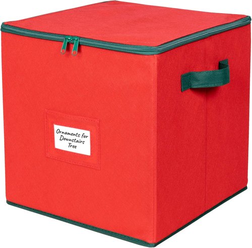 HOLDN’ STORAGE Christmas Ornament Storage Box - Holds Up to 64 Ornaments | Adjustable Compartments in Red