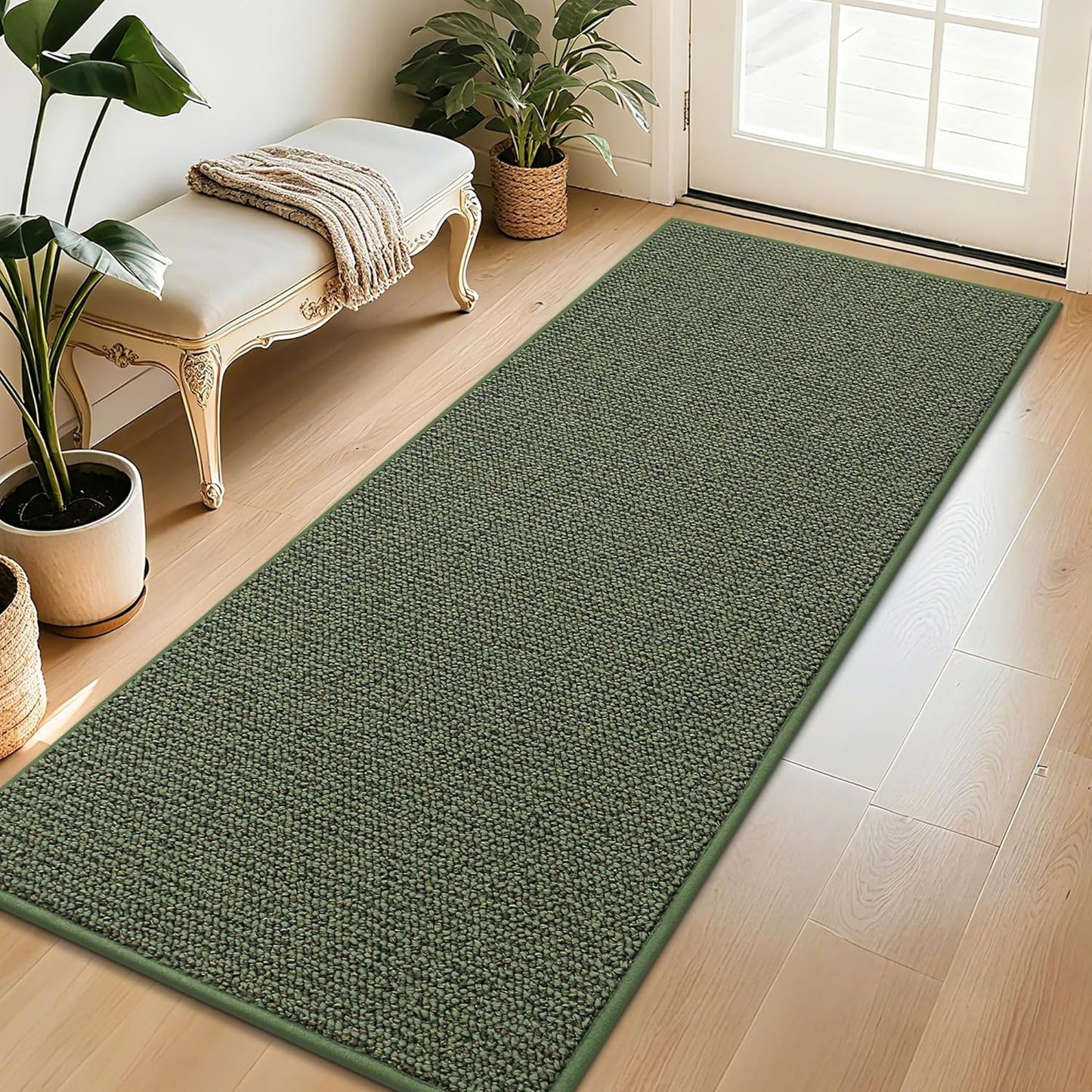 BEQHAUSE Dirt Trapper Door Mat - Non-Slip, Washable, Absorbent Entrance Mat | 32" x 72", Green