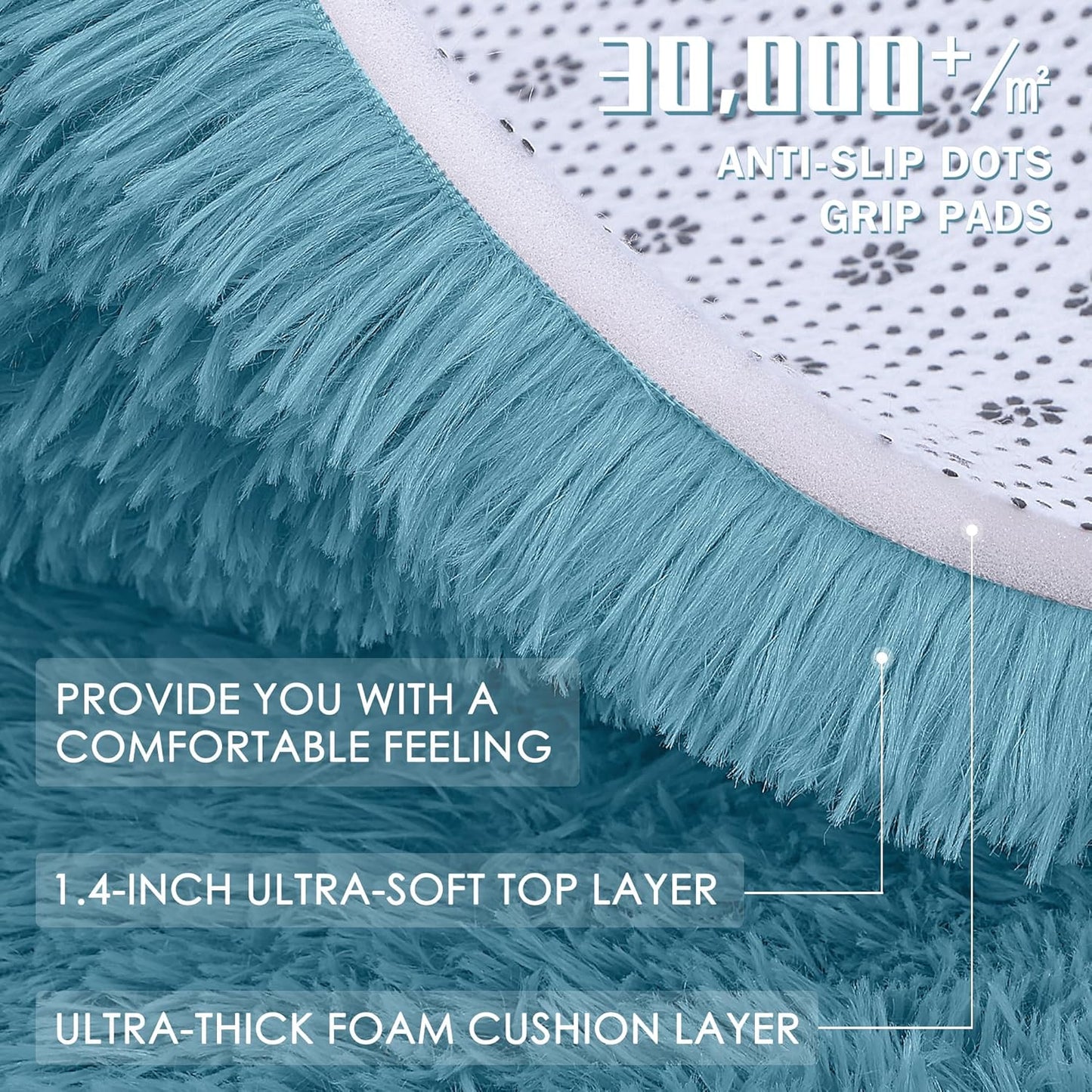 OLANLY Large Area Rug - Soft Fluffy Shaggy Carpet for Living Room & Bedroom | 8x10 Slate Blue