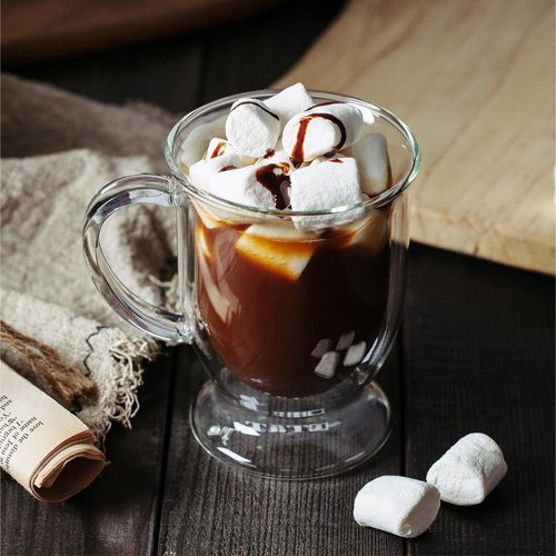 BTaT- Double Walled Glass Coffee Mugs, Set of 6, 16 oz, Double Wall Glass Coffee Mugs, Double Glass Coffee Cups, Insulated Glass Coffee Mug, Double Wall Coffee Mugs, Clear Insulated Coffee Mugs