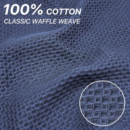 Skiennix 100% Cotton Waffle Weave Kitchen Towels - Ultra Soft & Absorbent 6 Pack | Quick Drying, Dark Blue, 12x12 Inches