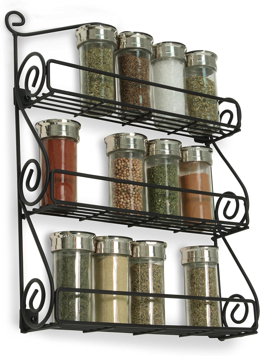 Spectrum Diversified 3-Tier Wall-Mounted Spice Rack Organizer - Stylish Storage for Kitchen & Beauty Products