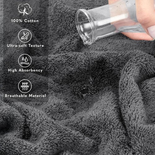 American Soft Linen 100% Cotton 600 GSM Turkish 40x80 Oversized Bath Towel Sheet, Extra Large Adult Towels for Bathroom, Dark Gray Bath Sheet