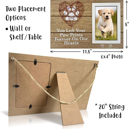 OakiWay Pet Memorial Picture Frame - 4x6 Paw Print Design | Heart Woven Remembrance Gift