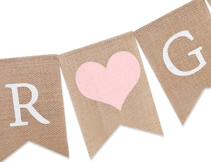 Regine Switzerland Burlap Gender Reveal Banner - Rustic Boy or Girl Baby Shower Decor