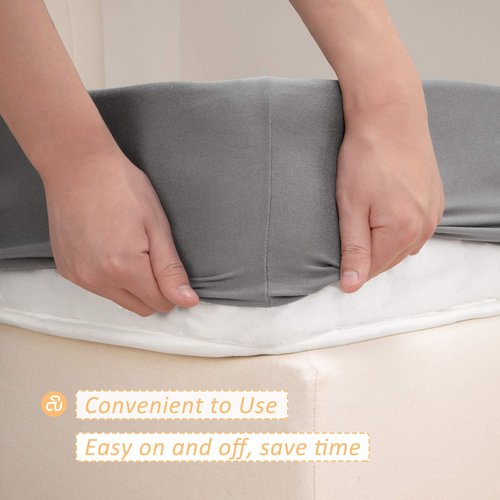 Stretch Jersey Box Spring Cover Wrap Around, Bed Skirt Alternative, Ultra Soft & Wrinkle Resistant, Queen/Queen XL, Light Gray