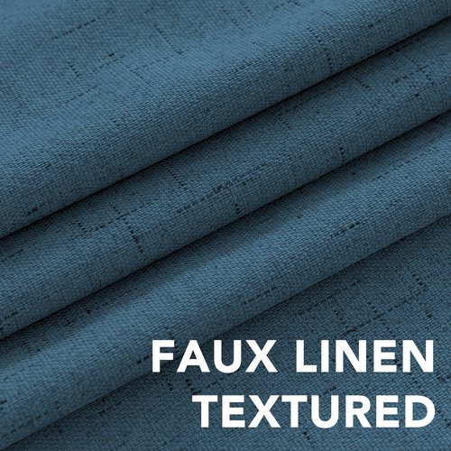 H.VERSAILTEX 100% Blackout Curtains for Bedroom Thermal Insulated Linen Textured Curtains Heat and Full Light Blocking Drapes Living Room Curtains 2 Panel Sets, Blue Sapphire, 52x54 Inch
