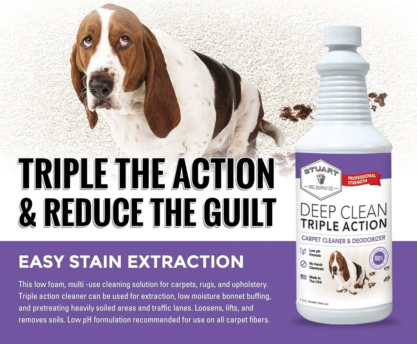 Stuart Pet Supply Co. Professional Strength Carpet Cleaner - Deep Clean & Deodorizer, 128 fl oz