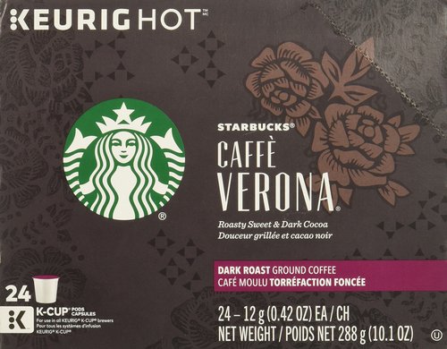 Starbucks K-Cup Coffee Pods—Dark Roast Coffee—Caffè Verona for Keurig Brewers—100% Arabica—4 boxes (96 pods total)