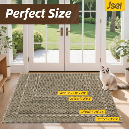 JSEI Dirt Trapper Door Mat - Non-Slip, Washable & Stain-Resistant Entryway Rug | 32"x48", Beige