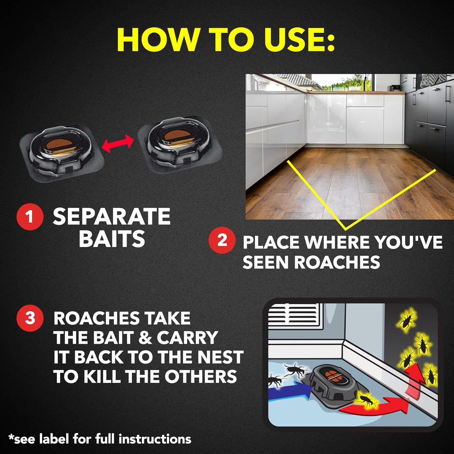 Raid Double Control Roach Baits - Child Resistant Indoor Solution | Kills Roaches for 3 Months, 12 Count