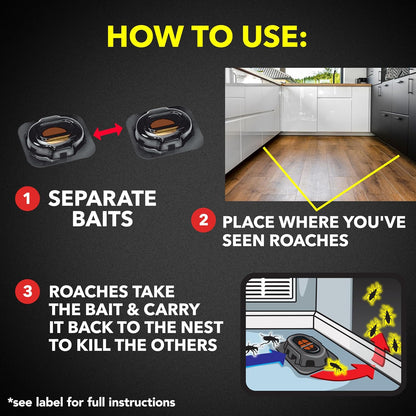 Raid Double Control Roach Baits - Child Resistant Indoor Solution | Kills Roaches for 3 Months, 12 Count