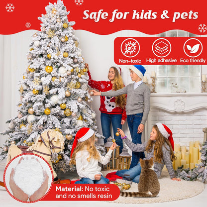 Snow Flocking Powder - 2 lbs Self-Adhesive White Snow Flock for Christmas Tree & Holiday Decor
