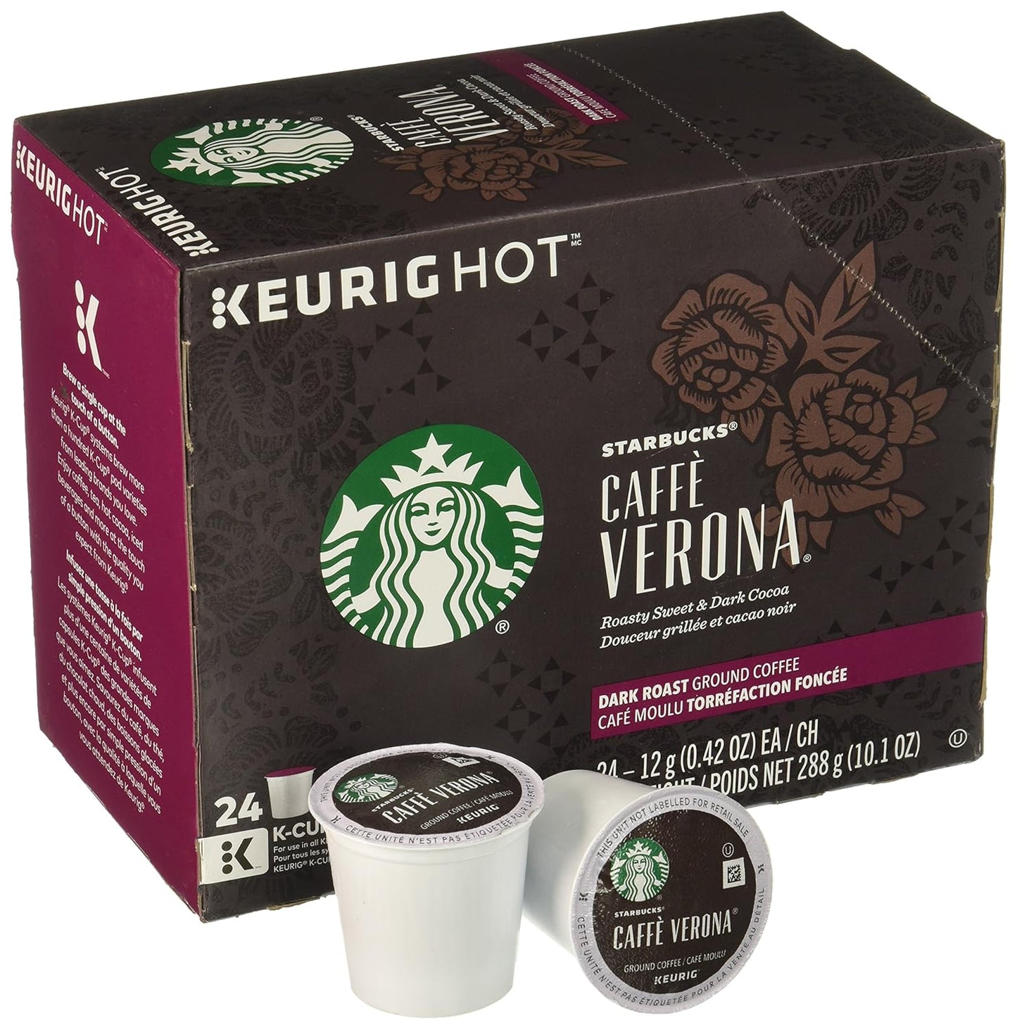 Starbucks K-Cup Coffee Pods - Dark Roast Caffè Verona for Keurig - 100% Arabica - 96 Pods Total