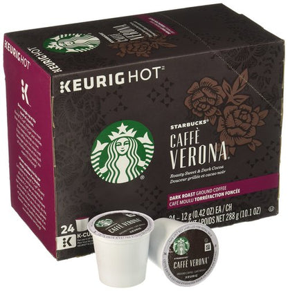 Starbucks K-Cup Coffee Pods—Dark Roast Coffee—Caffè Verona for Keurig Brewers—100% Arabica—4 boxes (96 pods total)