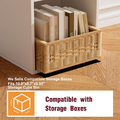 Wooden Cube Storage Organizer by [Brand Name] - 11 Open Cubes, Stackable Modular Bookcase | 2-Tier Bookshelf in White