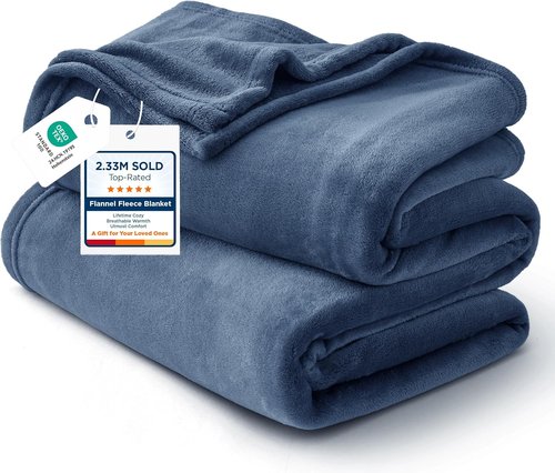 Bedsure GentleSoft Fleece Throw Blanket - XL Plush Cozy 300GSM in Mineral Blue | 50x70 Inches for Bed & Travel