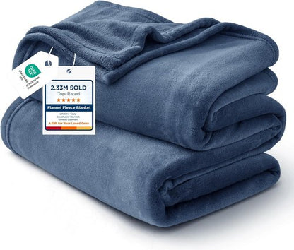 Bedsure GentleSoft Fleece Throw Blanket - XL Plush Cozy 300GSM in Mineral Blue | 50x70 Inches for Bed & Travel