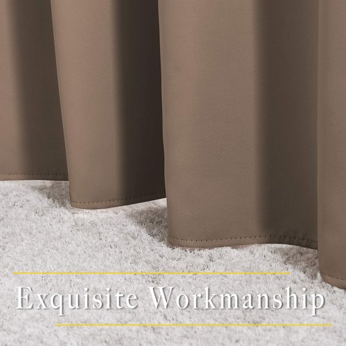 NICETOWN Insulated Blackout Curtains and Drapes - Microfiber Energy Saving Thermal Insulated Solid Grommet Blackout Draperies for Kitchen (1 Pair, 66 inches by 54 Inch, Cappuccino)