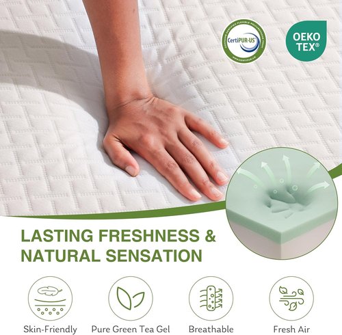 EGOHOME Twin XL Memory Foam Mattress - 14 Inch Cooling Gel Bed Mattress | Medium Firm Support, CertiPUR-US Certified, 80''L x 38''W