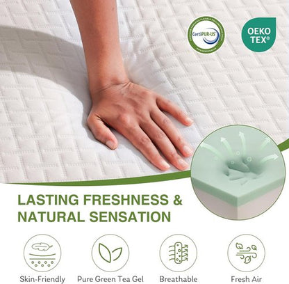 EGOHOME Twin XL Memory Foam Mattress - 14 Inch Cooling Gel Bed Mattress | Medium Firm Support, CertiPUR-US Certified, 80''L x 38''W