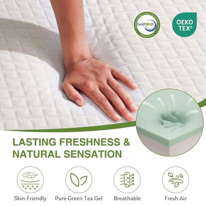 EGOHOME Twin XL Memory Foam Mattress, 6 Inch Bed Mattress in a Box with Cooling Green Tea Gel, Relieve Pressure with Medium Support, CertiPUR-US Certified, 80''L x 38''W, White