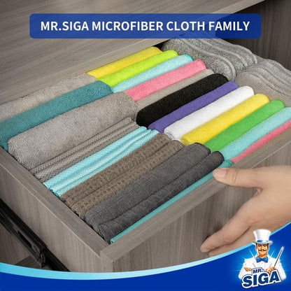 MR.SIGA Microfiber Cleaning Cloths, All-Purpose Microfiber Towels, Streak Free Cleaning Rags, Pack of 12, Green, Size 32 x 32 cm(12.6 x 12.6 inch)