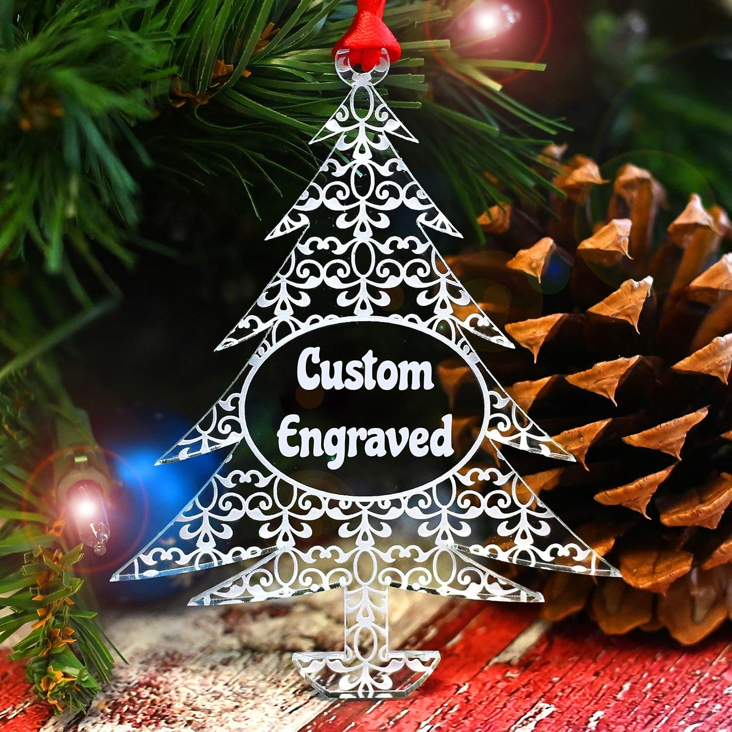 Personalized Christmas Ornaments by [Brand Name] - 2025 Gift Box for Engagements, Weddings & Babies | Acrylic Lace Design