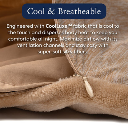 Luna CoolLuxe True Cooling Weighted Blankets + Duvet Cover - Premium Quality Bed Blanket, Breathable Weighted Cooling Blanket - Cooling Blanket for Hot Sleepers [15lbs - Queen - 60" x 80"] [Tan]