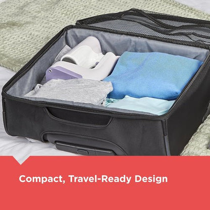 BLACK+DECKER Easy Store Pro Foldable Steamer - 45-Second Heat Up, Extra Long Power Cord & Lint Remover Attachment for Clothes, Drapes & Upholstery