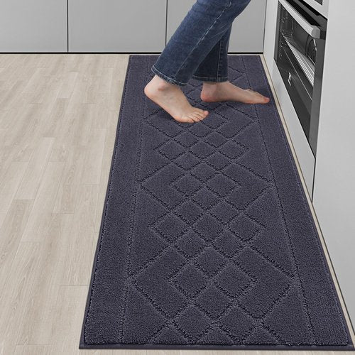 BEQHAUSE Kitchen Runner Rugs 20"x59", Kitchen Rugs Non-Slip Kitchen Mats for Floor, Absorbent and Stain Resistant Kitchen Mats, Machine Washable Rugs for Kitchen, Hallway, Laundry & Sink, Dark Grey