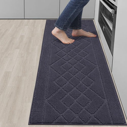 BEQHAUSE Kitchen Runner Rugs 20"x59", Kitchen Rugs Non-Slip Kitchen Mats for Floor, Absorbent and Stain Resistant Kitchen Mats, Machine Washable Rugs for Kitchen, Hallway, Laundry & Sink, Dark Grey