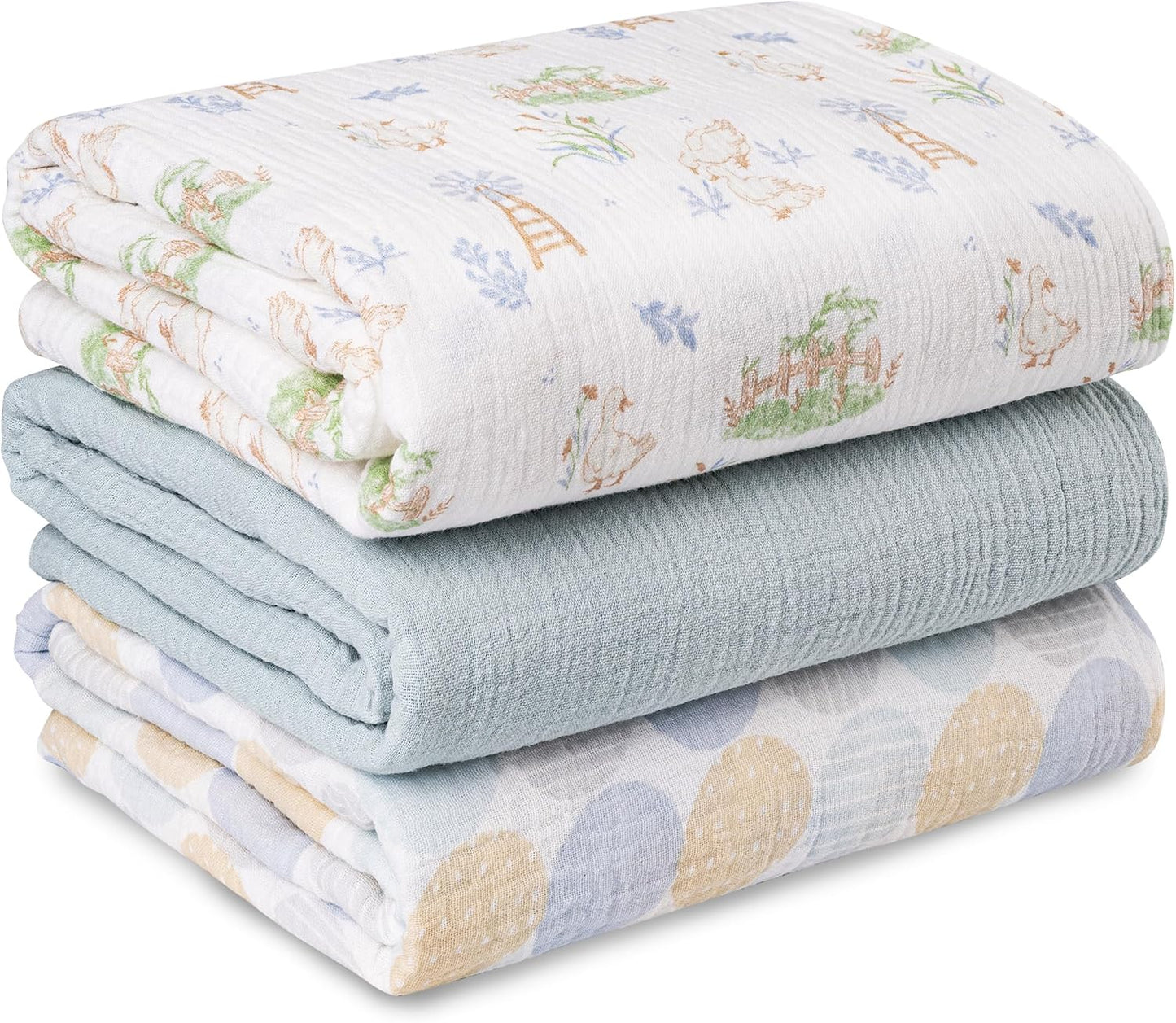 Skiennix Muslin Swaddle Blankets - 3 Pack Soft & Breathable Receiving Blankets, Large 38 x 40 Inches, Perfect for Newborns & Toddler Gifts