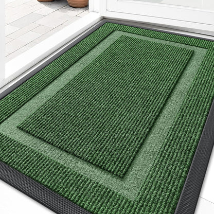 OLANLY Indoor Outdoor Front Door Mat - Waterproof, All-Weather, Easy Clean | 36x24, Green