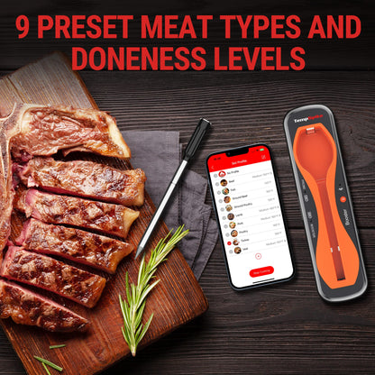 ThermoPro TempSpike 500 ft Wireless Meat Thermometer Digital, Bluetooth Meat Thermometer for Beef Lamb Chicken Turkey, Smoker Acccessories for Rotisserie Sous Vide BBQ Oven Air Fryer