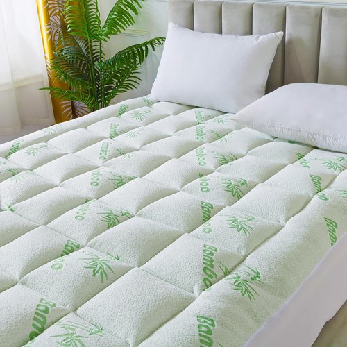 ANALIN® Bamboo Viscose Mattress Topper - Soft, Breathable King Size Pillow Top for Back Pain Relief | Fits 6-18 Inch Mattresses