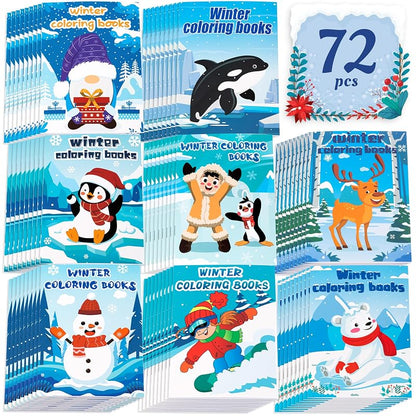 72Pcs Winter Coloring Books for Kids - Christmas Party Favors, 4.92x6.7in, Ages 2-8