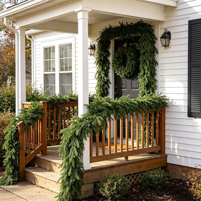 2 Pcs 9 Ft Norfolk Pine Garlands - Real Touch Artificial greenery, indoor/outdoor